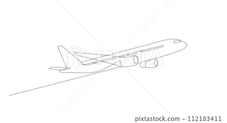 airplane take off line art continuous line drawing vector airplane take off line art continuous line drawing vector 112183411