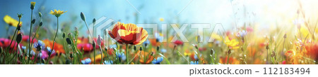 Spring flower garden landscape AI image 112183494