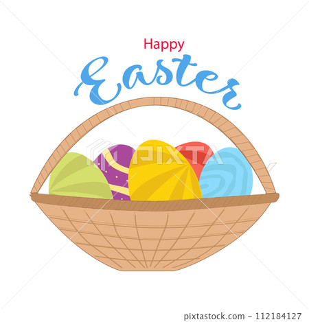 Easter, happy Easter, Easter egg basket. Easter egg, colored eggs Easter, happy Easter, Easter egg basket. Easter egg, colored eggs 112184127