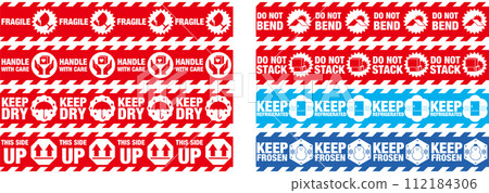 Caution tape for home delivery packages, handling precautions variation set Caution tape for home delivery packages, handling precautions variation set 112184306