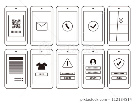 Smartphone icon illustration set 112184514