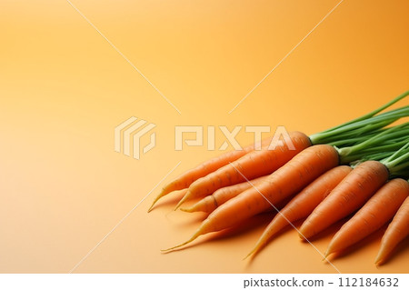 A photo of a bio carrots upper view, vegan diet, vegetarian healthy food 112184632