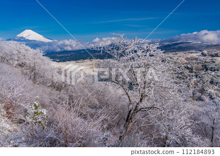 （靜岡縣）雪伊豆天際線、日池、富士山景觀 112184893