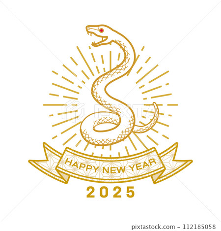 White snake coiling its toguro - 2025 Year of the Snake New Year's card material White snake coiling its toguro - 2025 Year of the Snake New Year's card material 112185058