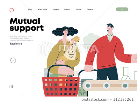 Mutual Support: Skip ahead in line -modern flat vector concept illustration of man letting woman with child go ahead in shop checkout line A metaphor of voluntary, collaborative exchanges of services Mutual Support: Skip ahead in line -modern flat vector concept illustration of man letting woman with child go ahead in shop checkout line A metaphor of voluntary, collaborative exchanges of services 112185261