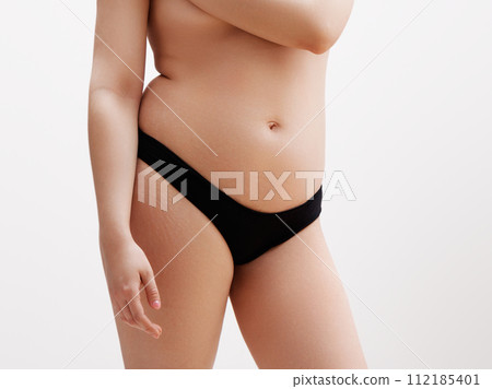 Natural Real woman body. Moms postpartum body with 112185401