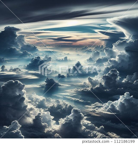 clouds flowing from above the clouds 112186199