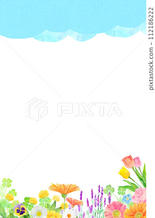 Colorful flower field background material watercolor illustration Colorful flower field background material watercolor illustration 112186222