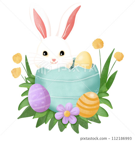 easter bunny with easter eggs easter bunny with easter eggs 112186993