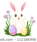 easter bunny with easter eggs	 112186998