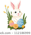 easter bunny with easter eggs	 112186999