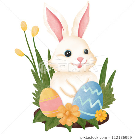 easter bunny with easter eggs easter bunny with easter eggs 112186999