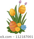 easter bunny with easter eggs	 112187001