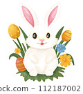 easter bunny with easter eggs	 112187002
