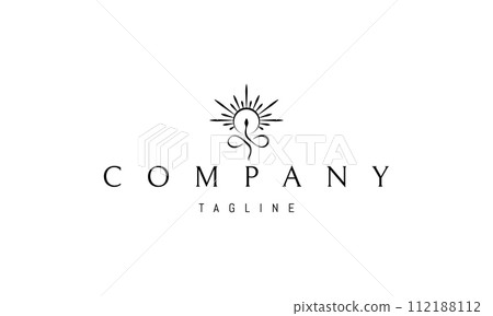 Vector logo with an abstract image of a snake in the shape of an infinity sign and the sun. 112188112