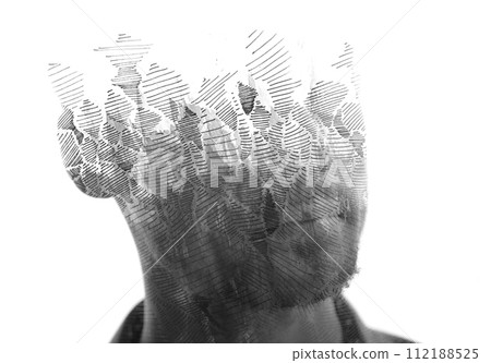 A disappearing paintography double exposure male portrait A disappearing paintography double exposure male portrait 112188525