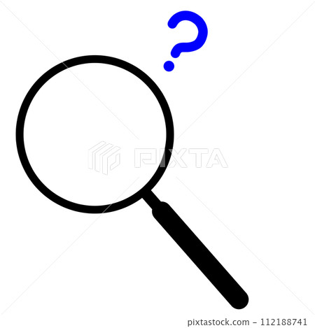 帶有小藍色仇恨標記的黑色放大鏡的簡單插圖圖標 112188741