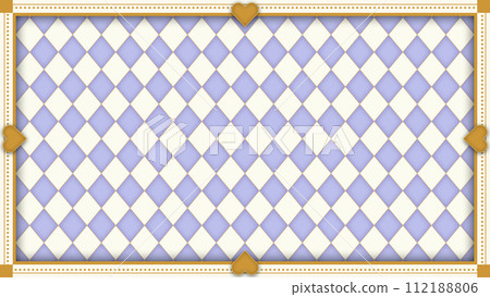 愛麗絲風格的心形經典框架和紫羅蘭鑽石圖案 112188806