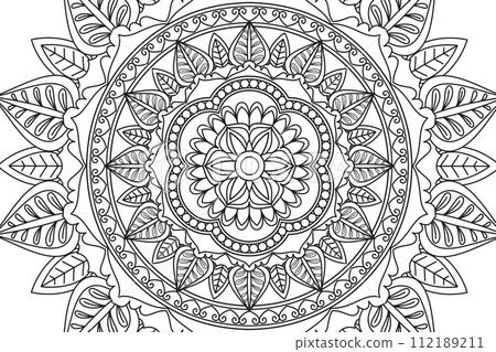 Mandala Coloring page for kids and adults Page for relaxation and meditation Mandala Coloring page for kids and adults Page for relaxation and meditation 112189211