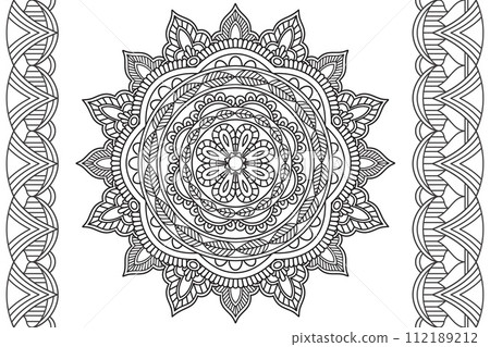 Mandala Coloring page for kids and adults Page for relaxation and meditation Mandala Coloring page for kids and adults Page for relaxation and meditation 112189212