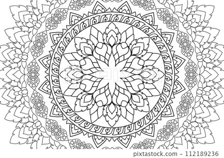 Mandala Coloring page for kids and adults Page for relaxation and meditation Mandala Coloring page for kids and adults Page for relaxation and meditation 112189236