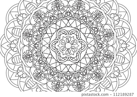 Mandala Coloring page for kids and adults Page for relaxation and meditation Mandala Coloring page for kids and adults Page for relaxation and meditation 112189287