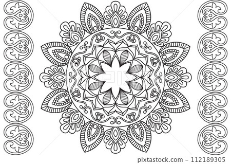 Mandala Coloring page for kids and adults Page for relaxation and meditation 112189305