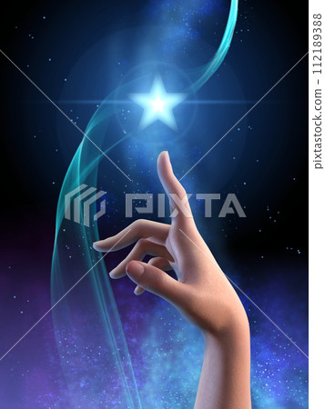 Elegant female hand touching a star 112189388