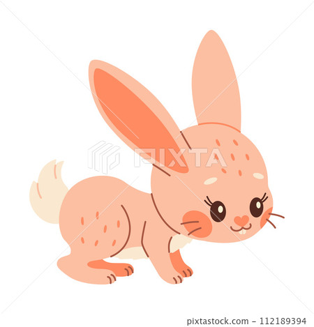 Cute rabbit. Cartoon easter Bunny. Kawaii bunny Stands on four legs, trendy flat style illustration 112189394
