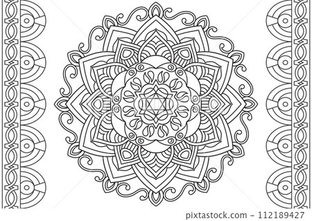 Mandala Coloring page for kids and adults Page for relaxation and meditation Mandala Coloring page for kids and adults Page for relaxation and meditation 112189427