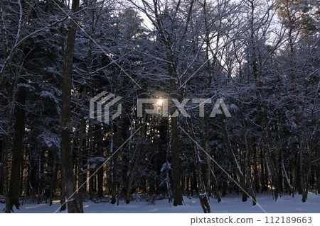 冬季露營地新雪早晨 112189663