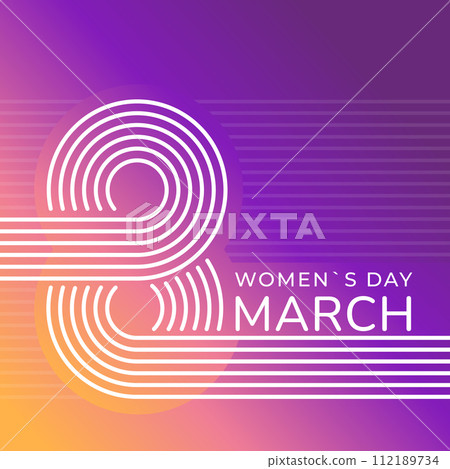 International women's day card design. Colorful gradient and gender sign. Square vector illustration 112189734
