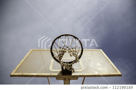Detail of basketball court on the street, sport and competition 112190189