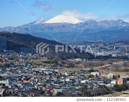 Mt. Asama and Takasaki city area in winter 112190401