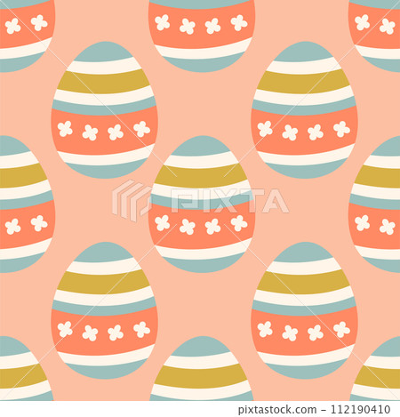 Easter eggs seamless pattern, Easter symbol, decorative vector elements. Easter colored eggs simple pattern. 112190410