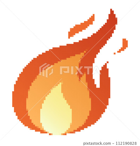 Pixel Fire flames, bright fireball, heat wildfire and red hot bonfire, red fiery flames. Pixel Fire flames, bright fireball, heat wildfire and red hot bonfire, red fiery flames. 112190828