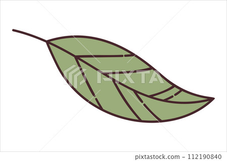 Green leaf. Doodle style design element. Trendy flat vector illustration Green leaf. Doodle style design element. Trendy flat vector illustration 112190840
