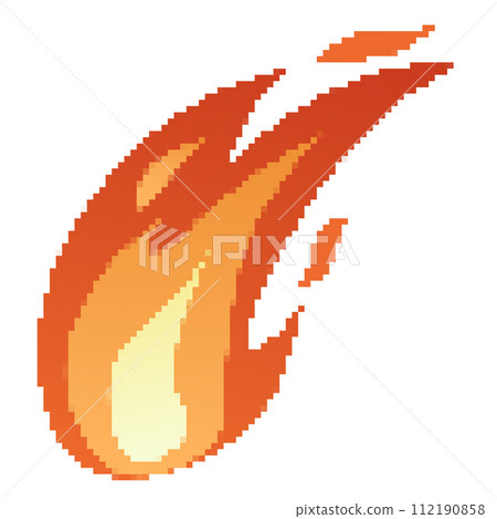 Pixel Fire flames, bright fireball, heat wildfire and red hot bonfire, red fiery flames. Pixel Fire flames, bright fireball, heat wildfire and red hot bonfire, red fiery flames. 112190858