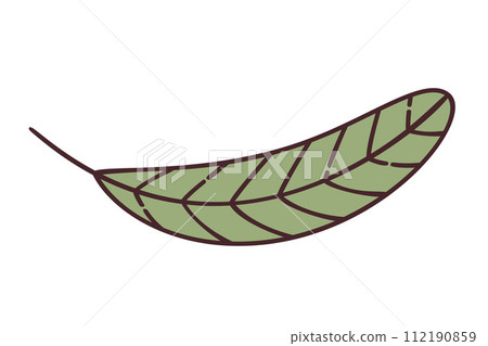 Green leaf. Doodle style design element. Trendy flat vector illustration Green leaf. Doodle style design element. Trendy flat vector illustration 112190859