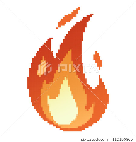 Pixel Fire flames, bright fireball, heat wildfire and red hot bonfire, red fiery flames. Pixel Fire flames, bright fireball, heat wildfire and red hot bonfire, red fiery flames. 112190860
