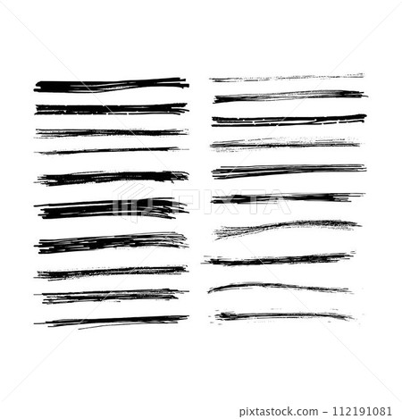 Brush stroke line element, grunge charcoal hand drawn hatches scribble marker art brushes line, chalk texture doodle drawing design illustration 112191081