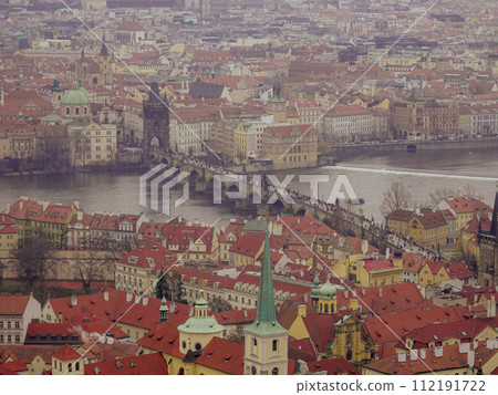 Panoramic view of Old Town Prague with Charles Bridge, Prague, Czech Republic Panoramic view of Old Town Prague with Charles Bridge, Prague, Czech Republic 112191722