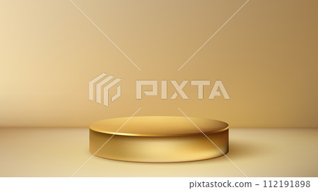 Gold podium on abstract background, one stage stage design, pedestal 112191898