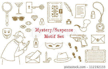 Mystery, suspense, mystery, mystery solving, spy motif set (textured ver.) 112192133