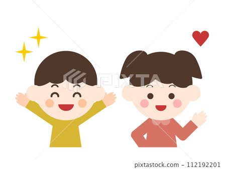 一個快樂的男孩和女孩的插圖 112192201