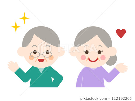 Illustration of a smiling senior couple 112192205