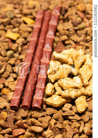 Treats for cats meat sticks sausages and catnip cookies. Treats for cats meat sticks sausages and catnip cookies. 112192662