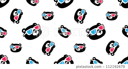bear polar seamless pattern 3d glasses sunglasses movie film fancy eyewear vector teddy pet doodle cartoon gift wrapping paper tile background repeat wallpaper illustration scarf isolated design 112192670