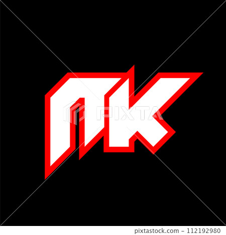 NK logo design, initial NK letter design with sci-fi style. NK logo for game, esport, Technology, Digital, Community or Business. N K sport modern Italic alphabet font. Typography urban style fonts. 112192980