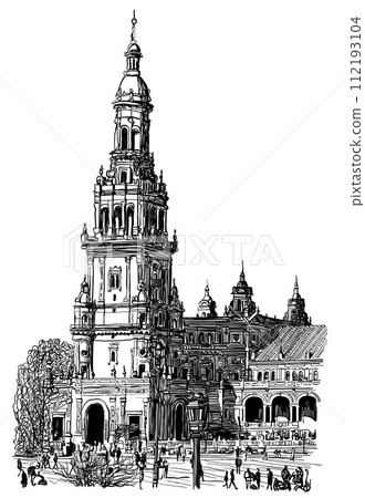 Spanish square in Seville - Vector illustration Spanish square in Seville - Vector illustration 112193104